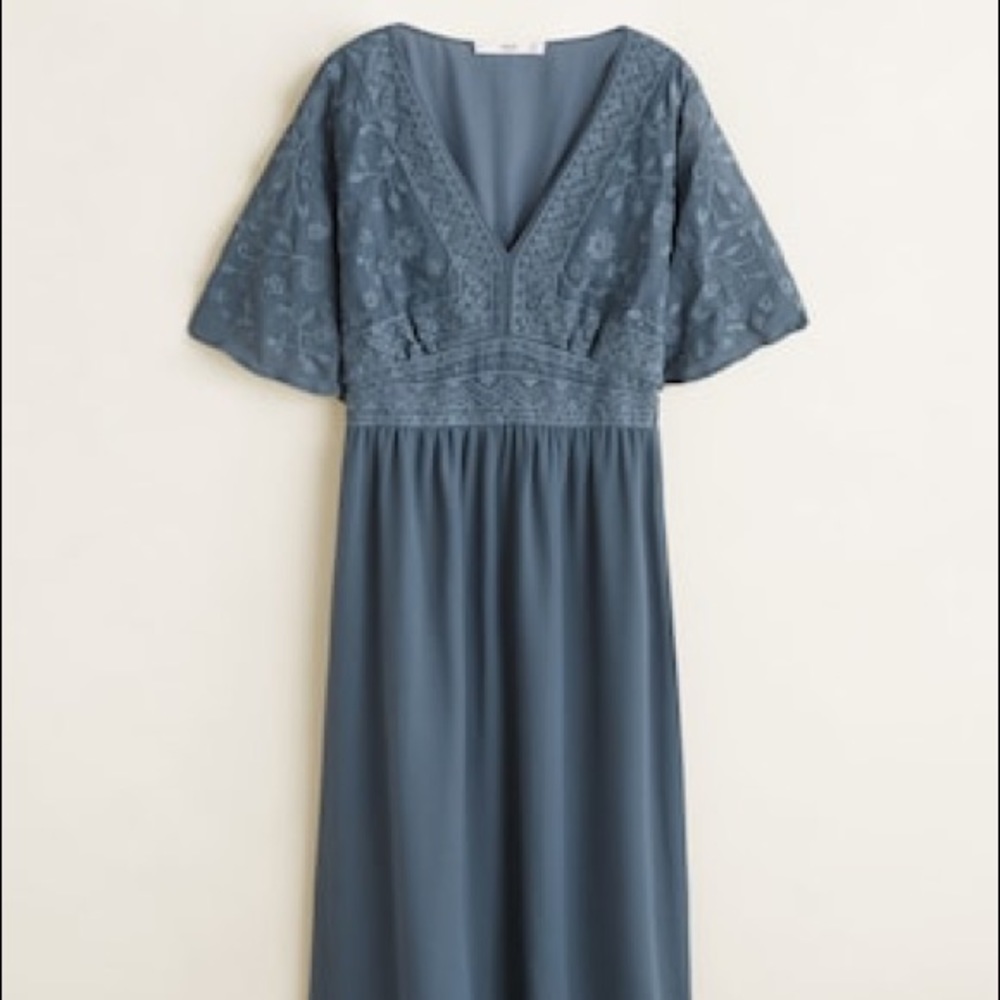 MANGO Floral Embroidery Dress